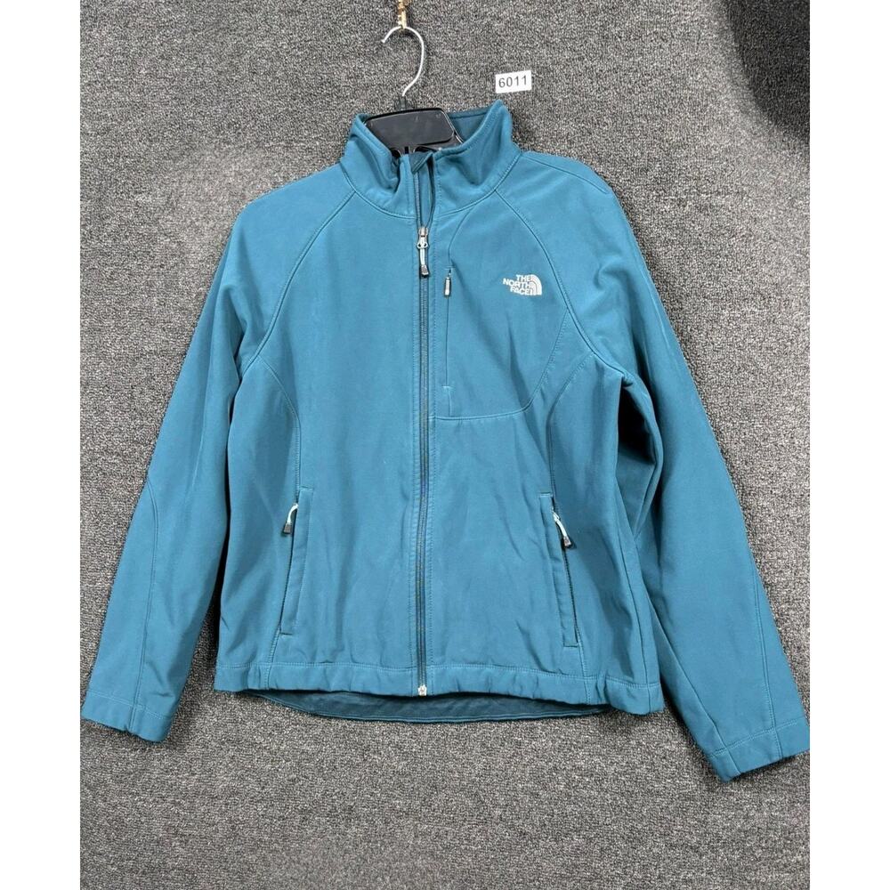 The North Face Jacket Womens Large Teal Softshell Fleece Lined Full Zip Pockets